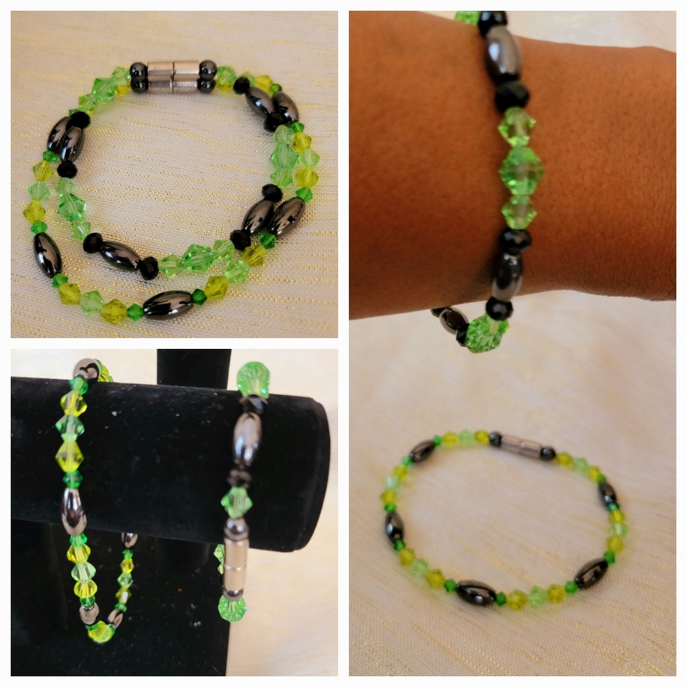 Hematite well being bracelet and ankle bracelet